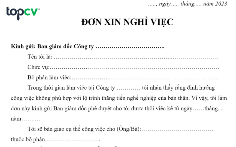 Mẫu đơn xin nghỉ việc/thôi việc chuẩn nhất 2024