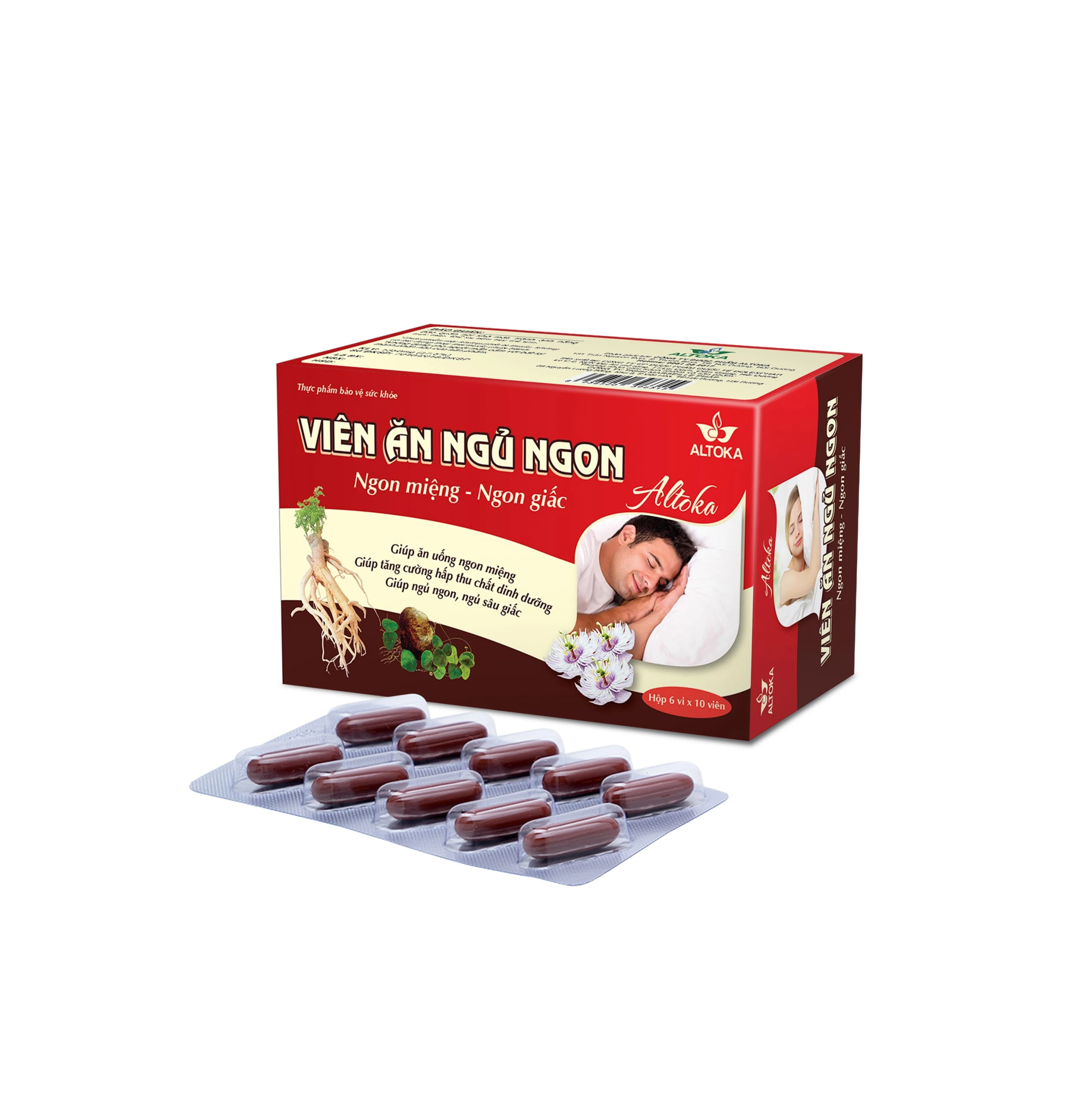 Viên ăn ngủ ngon - Altoka ( Hộp 6 vỉ x 10 viên nang mềm)