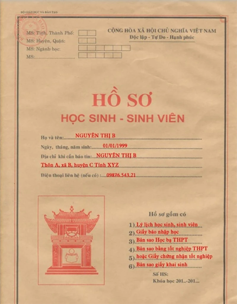 Hướng dẫn cách ghi bìa ngoài hồ sơ học sinh sinh viên đúng chuẩn