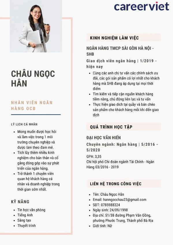 Mẫu CV ngân hàng chuẩn và cách viết CV gây ấn tượng với nhà tuyển dụng